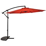 SUNLONO 10 Ft Offset Cantilever Umbrella Hanging Outdoor Market Patio Umbrella for Deck, Garden, Backyard, Lawn, 8 Ribs (Red) For Sale