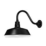 14in. Satin Black Outdoor Gooseneck Barn Light Fixture with 14.5 in. Long Extension Arm – Wall Sconce Farmhouse, Vintage, Antique Style – UL Listed – 9W 900lm A19 LED Bulb (5000K Cool White) For Sale