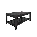 Ashley Furniture Signature Design – Castle Island Outdoor Coffee Table – Slate-Style Top – Shelf – Dark Brown