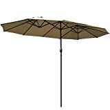 Cheap TANGKULA 15 Ft Patio Umbrella Double-Sided Steel Outdoor Market Table Umbrella with Crank (Beige)