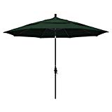 California Umbrella 11′ Round Aluminum Market Umbrella, Crank Lift, Collar Tilt, Black Pole, Pacifica Hunter Green Review