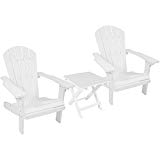 Sunnydaze All-Weather Adirondack Chair Set of 2 with Folding Side Table, Faux Wood Design, White For Sale Sunnydaze All-Weather Adirondack Chair Set of 2 with Folding Side Table, Faux Wood Design, White For Sale