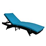 Kinbor All-Weather Adjustable Outdoor Patio Chaise Lounge Furniture PE Wicker Chaise Lounge with Removable Cushions, Blue Kinbor All-Weather Adjustable Outdoor Patio Chaise Lounge Furniture PE Wicker Chaise Lounge with Removable Cushions, Blue