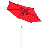 Sturdy 8 Feet Patio Outdoor Furniture Red Anti-fade Umbrella Air Vented Top Tilt System Aluminum Pole for Cafe Market Home UV30+ Poly Sunshade Waterproof Canopy