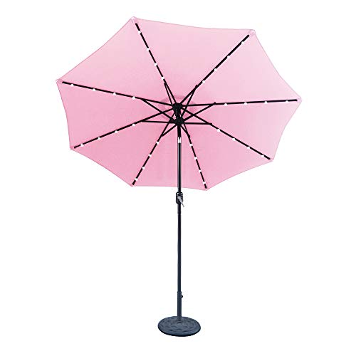 Cheap ABCCANOPY 9 FT Solar Powered Patio Umbrella 32LED Lights Solar Umbrella with Tilt and Crank (Pink)
