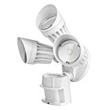 Hyperikon LED Outdoor Security Flood Light with Motion Sensor, 30W, 3 Head, White, LED Motion Light, Garage, Front Yard 5000K