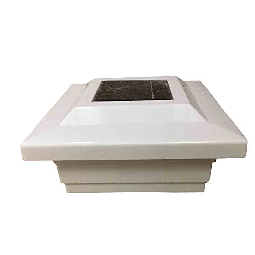 Cheap Solar Post Cap 5?5 PVC/Vinyl Low Profile 4 SMD LED Off White Solar Light (White)