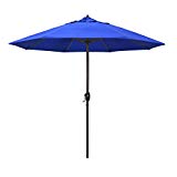 California Umbrella 9′ Round Aluminum Market Umbrella, Crank Lift, Auto Tilt, Bronze Pole, Sunbrella Pacific Blue Review