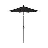 California Umbrella 6′ Round Aluminum Market Umbrella, Crank Lift, Push Button Tilt, Bronze Pole, Sunbrella Black