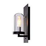 ATC Vintage Wall Sconce Cylinder Glass Shade Wall Lamp Fixture with Black Backplate Simple Style Wall Lights for Indoor Outside Restaurant Garage Warehouse For Sale ATC Vintage Wall Sconce Cylinder Glass Shade Wall Lamp Fixture with Black Backplate Simple Style Wall Lights for Indoor Outside Restaurant Garage Warehouse For Sale