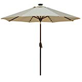 Cheap SORARA Patio Umbrella with Solar Powered 64 LED Lights Market Outdoor Umbrella with Tilt&Crank&Umbrella Cover, 9 Feet, Beige