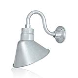 10in. Galvanized Finish Angle Shade Gooseneck Barn Light Fixture with 10in. Long Extension Arm – Wall Sconce Farmhouse, Vintage, Antique Style – UL Listed – 9W 900lm A19 LED Bulb (5000K Cool White) Review
