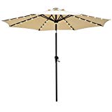 C-Hopetree 9ft LED Patio Market Umbrella Outdoor Parasol with Crank Winder, 8 Rib, Auto Tilt, Beige C-Hopetree 9ft LED Patio Market Umbrella Outdoor Parasol with Crank Winder, 8 Rib, Auto Tilt, Beige