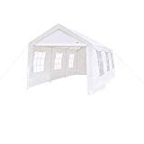 VINGLI 10’ x 20’ Heavy Duty Carport Outdoor Gazebo, Car Park Sun Shelter Wedding Party Tent, Canopy w/6 Windows and 2 Zipper Door,UV Protect and Waterproof, Upgraded Steady Steel,White For Sale