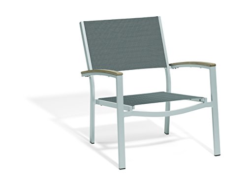 Oxford Garden Travira TVCAST109V4 Chat Chair - Titanium Sling Seat - Tekwood Vintage Armcaps - Set of 4
