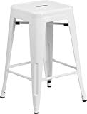 Flash Furniture 24” High Backless White Metal Indoor-Outdoor Counter Height Stool with Square Seat Review