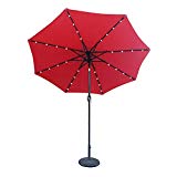 Cheap ABCCANOPY 9 FT Solar Powered Patio Umbrella 32LED Lights Solar Umbrella with Tilt and Crank (Red)