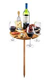 Bamboo Wine Table with Cutlery Cheese Set for Outdoor Wine Table, Cheese Board Beach Table for Sand, Camping and Entertaining For Sale