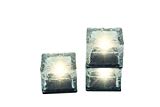 Trademark Innovations 2 3/4″ Square Glass Brick Solar Powered Pathway Lights – Set of 3