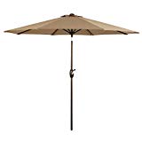 Ulax furniture 9 Ft Outdoor Umbrella Patio Market Umbrella Aluminum with Push Button Tilt&Crank, Sunbrella Fabric, Heather Beige For Sale