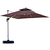PURPLE LEAF 10 Feet Double Top Deluxe Square Patio Umbrella Offset Hanging Umbrella Outdoor Market Umbrella Garden Umbrella, Brown Review
