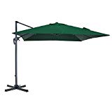 Cloud Mounatin 10 x 10 Ft Patio Umbrella Offset Outdoor Umbrella, 8 Ribs 100% Polyester Cross Base Cantilever Hanging Umbrella, 360 Degree Rotation (Hunter Green) For Sale