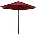 Abba Patio 9 Feet Patio Umbrella Market Outdoor Table Umbrella with Auto Tilt and Crank, Red For Sale
