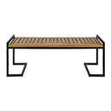Cheap Great Deal Furniture Noel Outdoor Industrial Acacia Wood and Iron Bench, Teak and Black