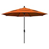 California Umbrella 11′ Round Aluminum Market Umbrella, Crank Lift, Collar Tilt, Black Pole, Pacifica Tuscan California Umbrella 11′ Round Aluminum Market Umbrella, Crank Lift, Collar Tilt, Black Pole, Pacifica Tuscan