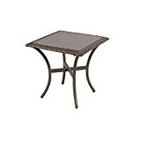 Hampton Bay Posada 18 in. Glass Top Outdoor Patio Accent Side Table, Brown (153-120-18ST) Review