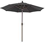 SORARA Patio Umbrella 9′ Outdoor Table Market Umbrella Push Button Tilt&Crank&Umbrella Cover, 8 Ribs, Black