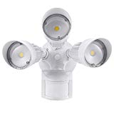 LEONLITE 30W 3-Head Motion Activated LED Outdoor Security Light, Photo Sensor, 3 Modes, 150W Halogen Equivalent, 5000K Daylight, 2300lm Floodlight for Entryways, Patios, Decks, Stairs, White For Sale