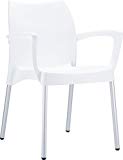 Clear Chair Store 047W Dolce Indoor Outdoor Stacking Arm Chair (Set of 4), White For Sale