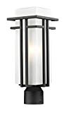 Z-Lite 549PHM-BK-R Outdoor Post Light with Glass and Black Metal Finish, Matte Opal