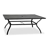 Ulax furniture Outdoor Patio Rectangular Slatted Dining Table with Umbrella Hole, Classic Black Review Ulax furniture Outdoor Patio Rectangular Slatted Dining Table with Umbrella Hole, Classic Black Review