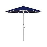 Cheap California Umbrella 7.5′ Round Aluminum Market Umbrella, Crank Lift, Push Button Tilt, White Pole, Sunbrella Navy