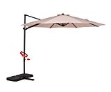 Grand patio Simple Style 10 FT Offset Umbrella, UV Protective Pool Umbrella, Aluminum Cantilever Umbrella Crank Air Vent, Beige For Sale