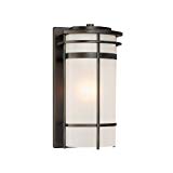 Capital Lighting 9882OB Lakeshore 1-Light Outdoor Wall Lantern, Olde Bronze with Frosted Glass For Sale
