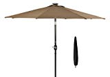 Trademark Innovations 7′ Solar LED Patio Umbrella with Black Umbrella Cover by (Tan) Review