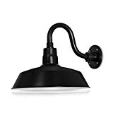 Cheap 14in. Satin Black Outdoor Gooseneck Barn Light Fixture with 10in. Long Extension Arm – Wall Sconce Farmhouse, Vintage, Antique Style – UL Listed – 9W 900lm A19 LED Bulb (5000K Cool White)