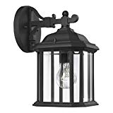 Sea Gull Lighting 84029-12 Kent One-Light Outdoor Wall Lantern with Clear Beveled Glass Panels, Black Finish