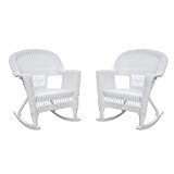 Jeco W00206R-B_2, Set of 2 Wicker Rocker Chairs, White For Sale Jeco W00206R-B_2, Set of 2 Wicker Rocker Chairs, White For Sale