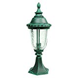 ETOPLIGHTING Bellagio Collection Exterior Outdoor Post Pillar Lantern with Hammered Glass, Verde Green APL1032 For Sale