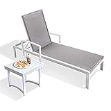ART TO REAL Outdoor Aluminum Chaise Lounge Chair Pack of 1, All Weather Resistant Patio Beach Adjustable Reclining Chair (Outdoor Chaise Lounge) ART TO REAL Outdoor Aluminum Chaise Lounge Chair Pack of 1, All Weather Resistant Patio Beach Adjustable Reclining Chair (Outdoor Chaise Lounge)