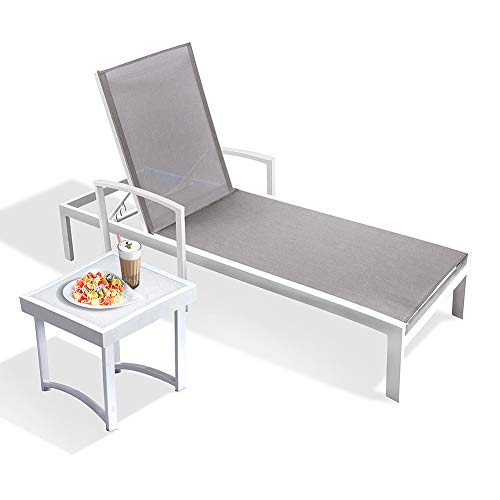 ART TO REAL Outdoor Aluminum Chaise Lounge Chair Pack of 1, All Weather Resistant Patio Beach Adjustable Reclining Chair (Outdoor Chaise Lounge)