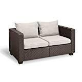 Keter Salta All Weather Outdoor Patio Furniture Loveseat 2-Seater with Sunbrella Cushions in a Resin Plastic Wicker Pattern, Rich Brown Review