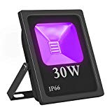 Exulight UV Black Light Outdoor, High Power 30W Ultraviolet LED Flood Light, 85V-265V AC IP66 Waterproof for Party Supplies Curing Glue Fishing Aquarium DJ Disco Birthday Wedding Stage Lighting (30)