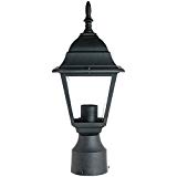 Sunlite ODI1150 15-Inch Decorative Light Post Outdoor Fixture, Black Finish with Clear Glass