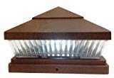 8-Pack Solar Fence Post Cap Lights, TEXTURED COPPER FINISH Cap, Vertical-Lined Clear Lens, White LED fit on 5×5 Vinyl/PVC or Wood Posts -GREEN NATURAL SOLAR For Sale