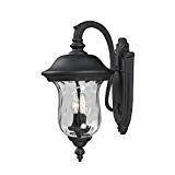 Z-Lite 534M-BK Armstrong Outdoor Wall Light, Aluminum Frame, Black Finish and Clear Water Glass Shade of Glass Material For Sale